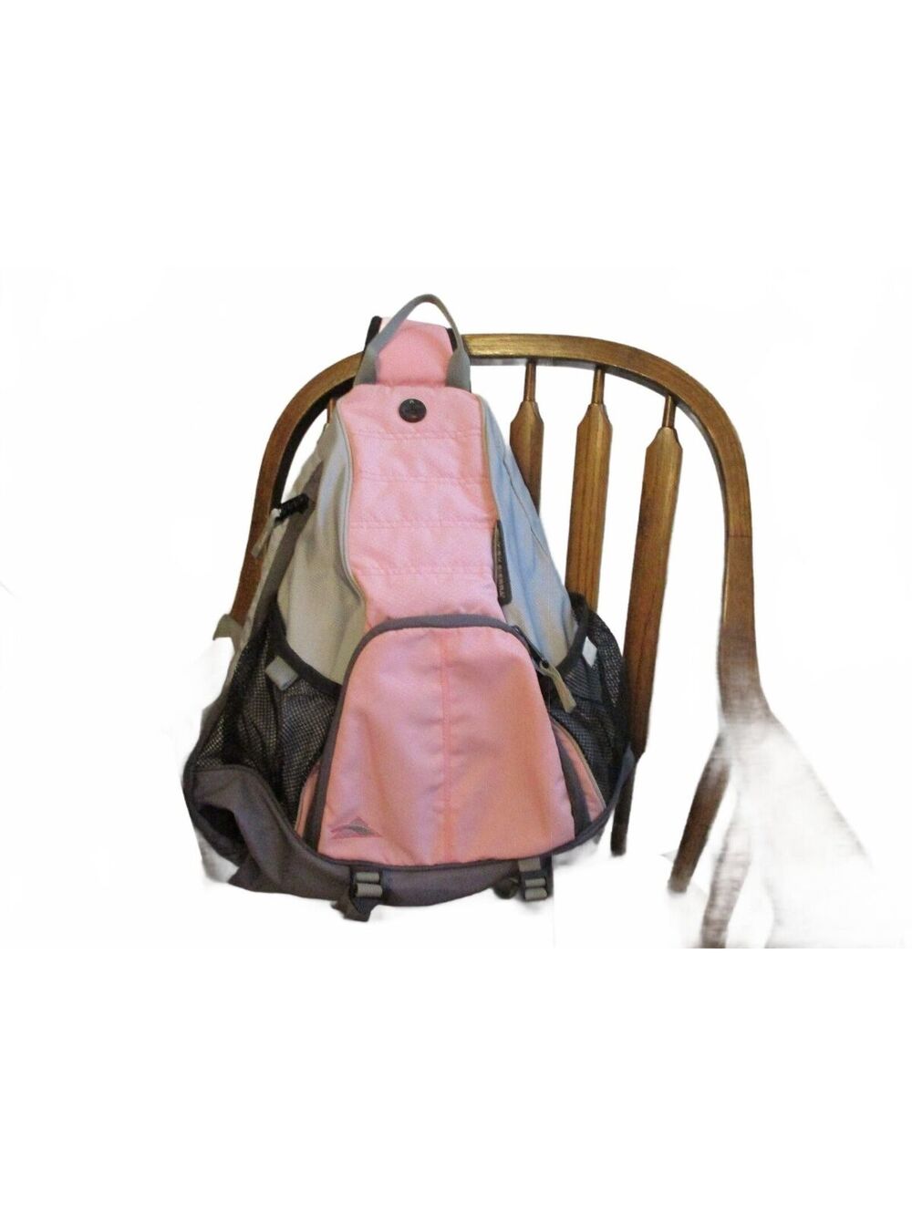 Vintage High Sierra Crossbody Sling Backpack Pink Grey Sport Y2K Teardrop Bag